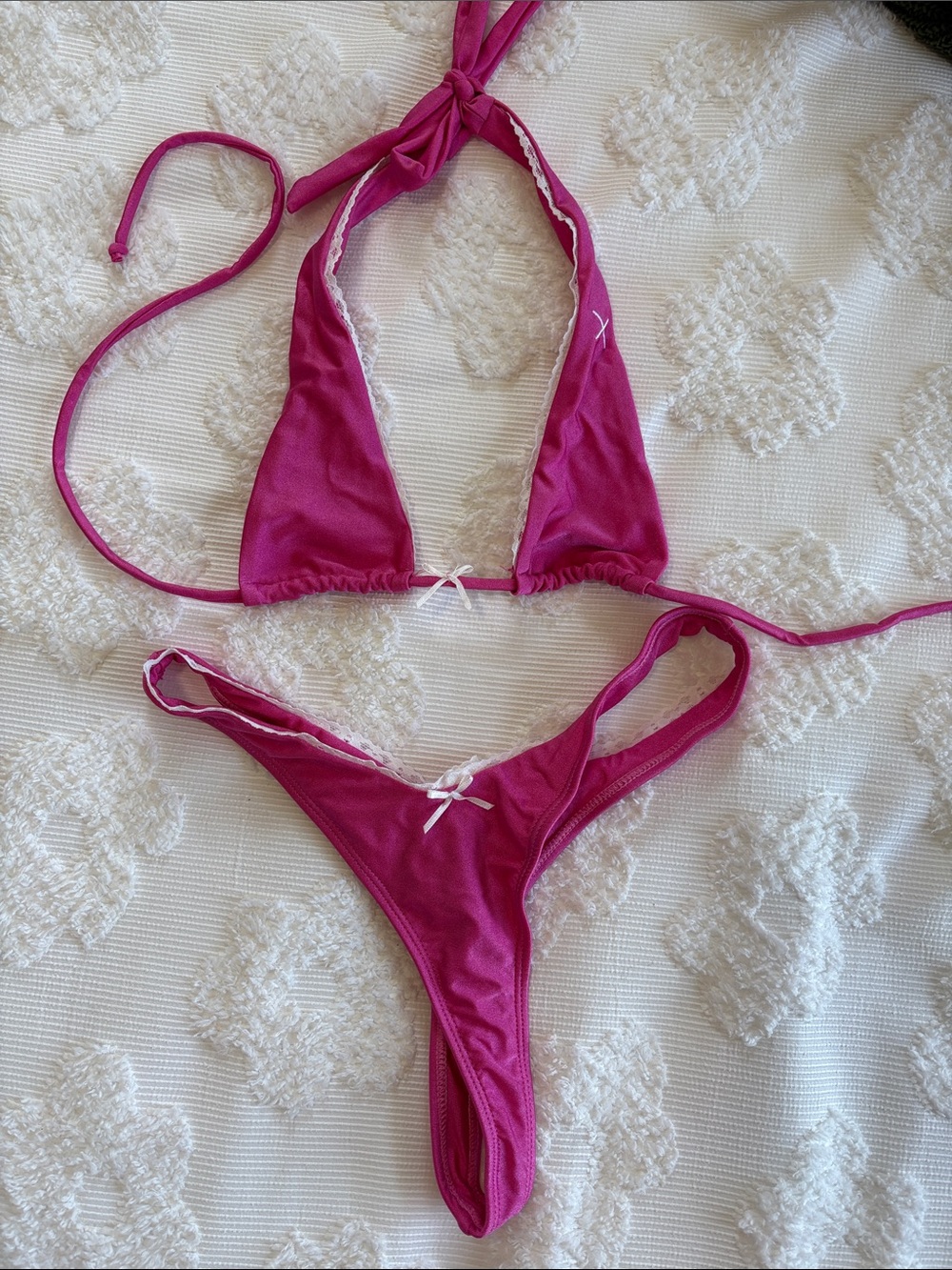 Magenta Halter Bikini Set